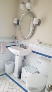 Pedestal sink in upstairs bathroom