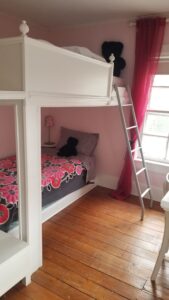 Bunk beds with double above and twin below