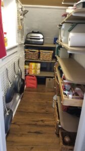 Walk-in pantry with storage for kitchen needs